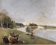 Johann Zoffany A View of the grounds of Hampton House with Mrs and Mrs Garrick taking tea Spain oil painting artist